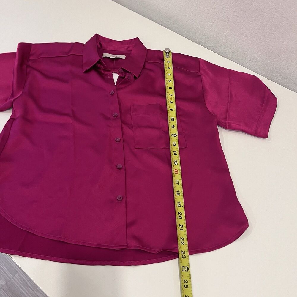 Loft Women’s Boxy Oversized Pink Button Up Shirt Small - Picture 8 of 8